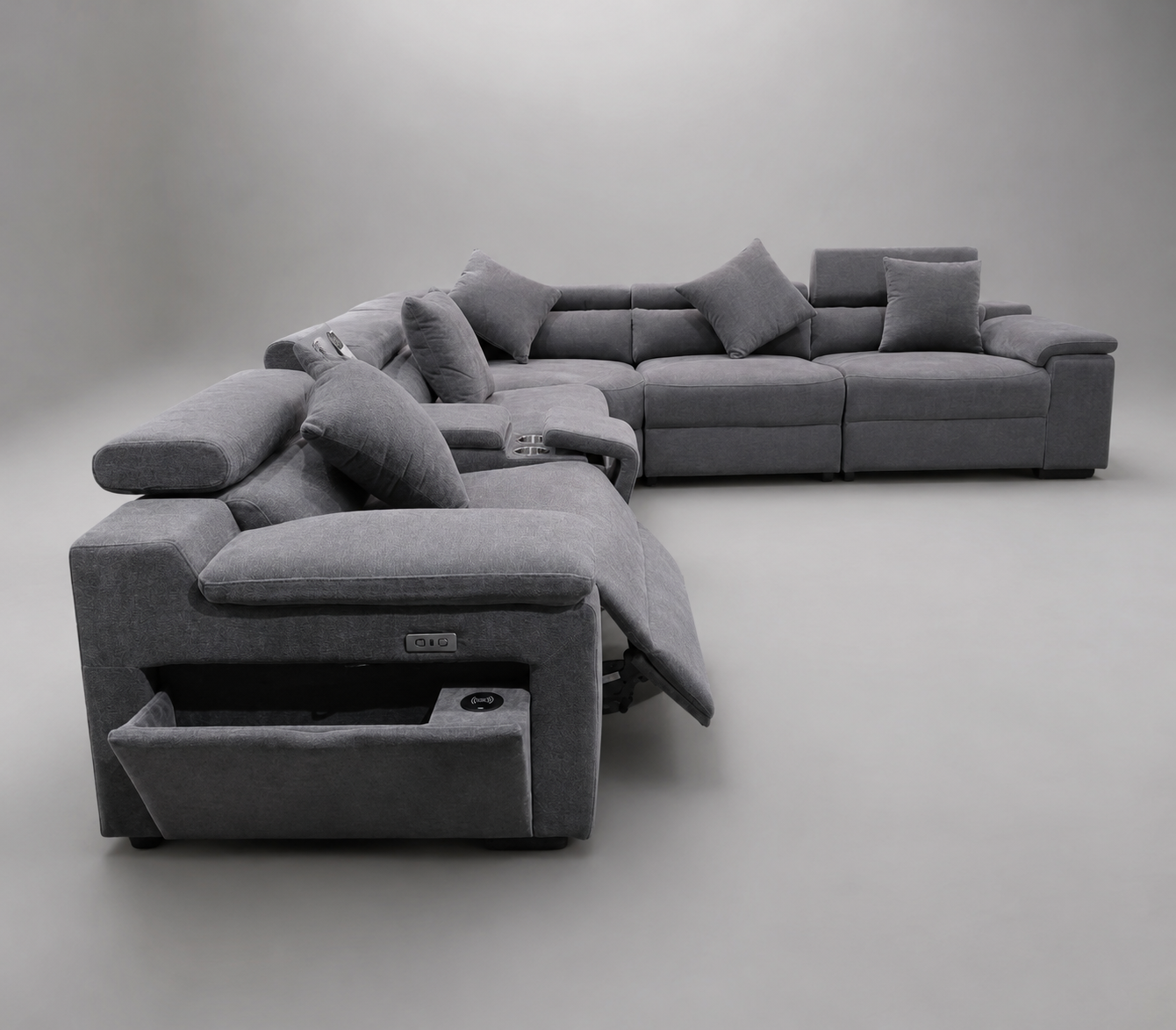 Elysian Grey Corner electric Recliner Lounge