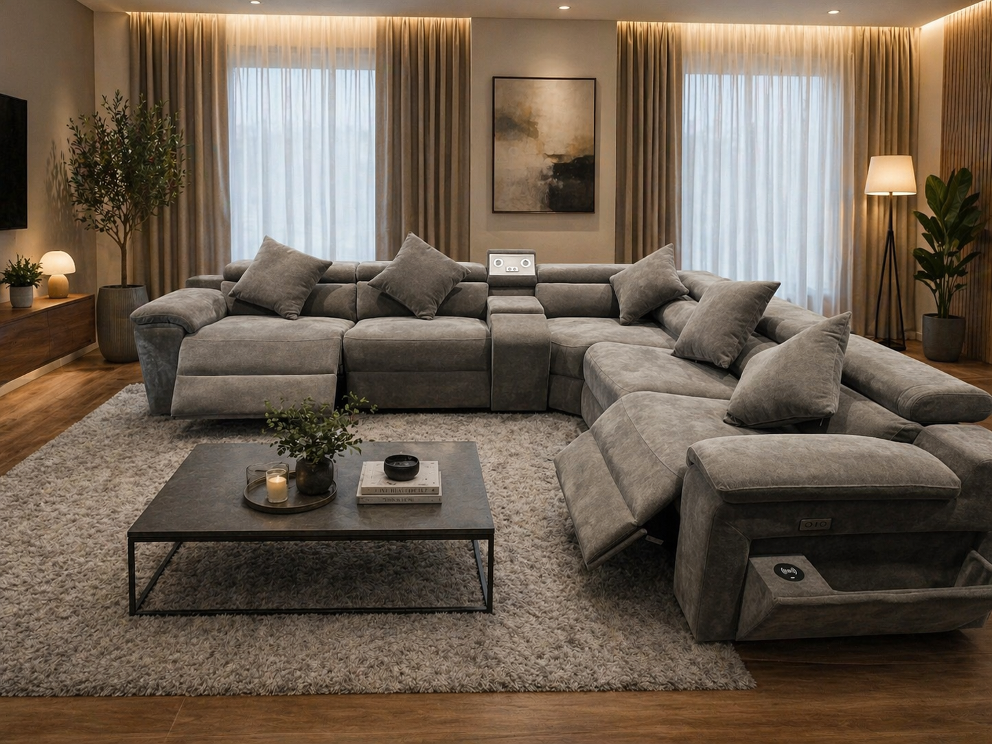 Elysian Grey Corner electric Recliner Lounge