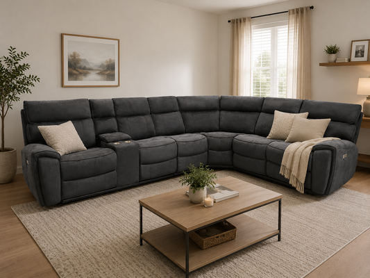 Suede corner Manual 6seater lounge
